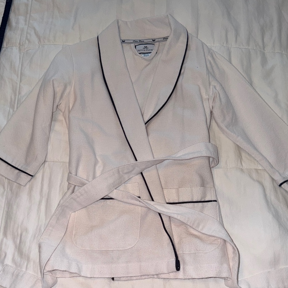 Cozy Kids Cream Robe with Black Trim
